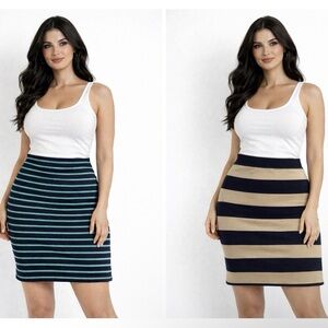 Old Navy Skirt Lot of 2 Women’s Small S Stretch Pencil Knee Length Striped